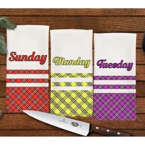 Days of the week Kitchen towel set, Dish Towels, Great gift for Mom, Set of‎ 7